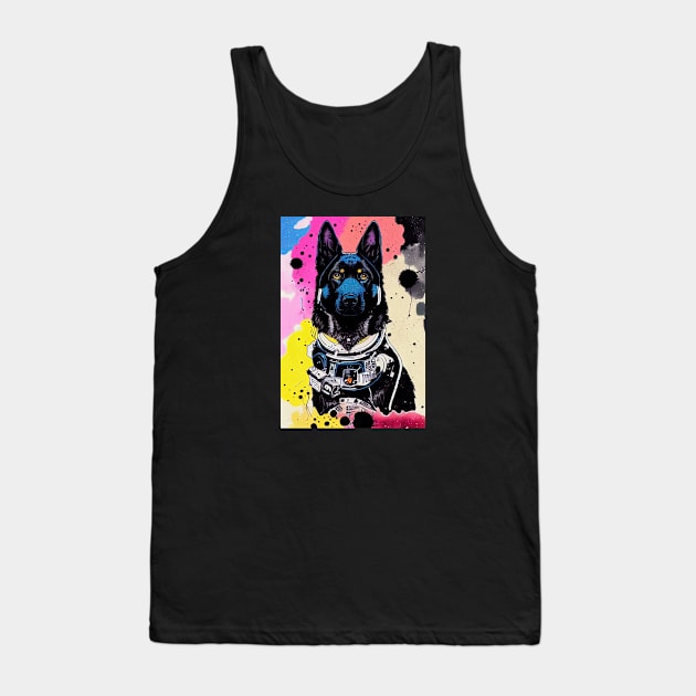 Astronaut black german shepherd Tank Top by etherElric